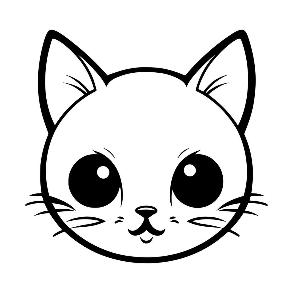 Cute cat vector black and white cartoon character design collection. White background. Pets, Animals.