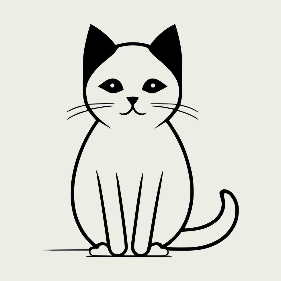 Cute cat vector black and white cartoon character design collection. White background. Pets, Animals.