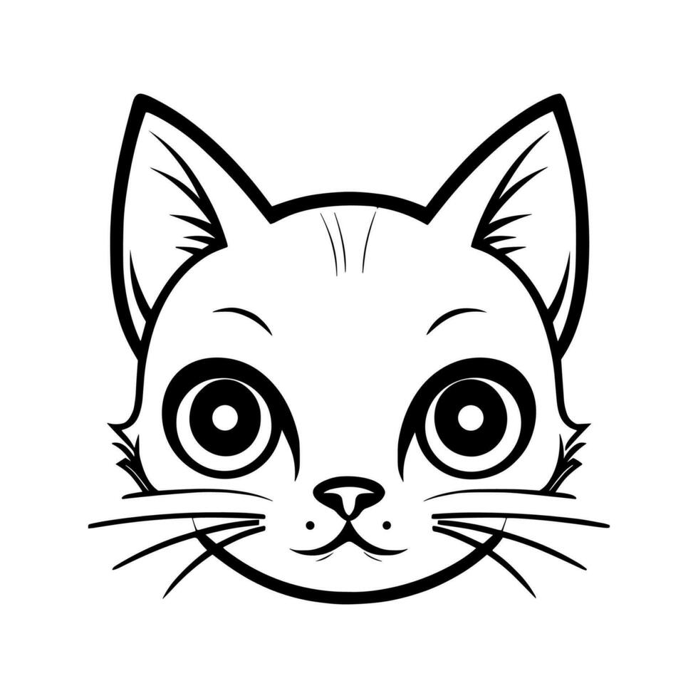 Cute cat vector black and white cartoon character design collection. White background. Pets, Animals.