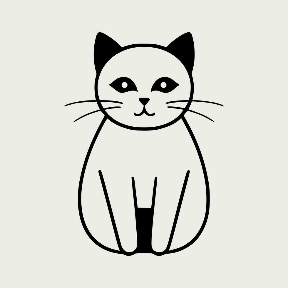 Cute cat vector black and white cartoon character design collection. White background. Pets, Animals.