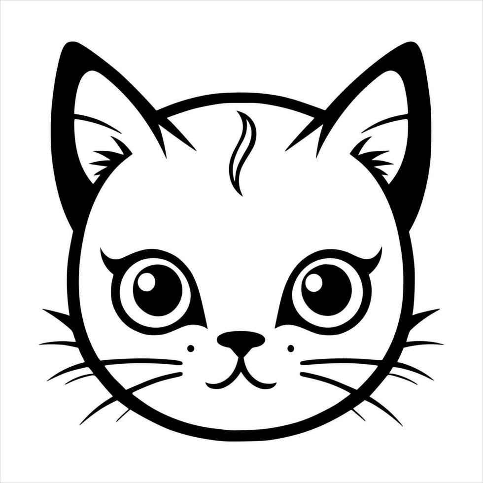 Cute cat vector black and white cartoon character design collection. White background. Pets, Animals.