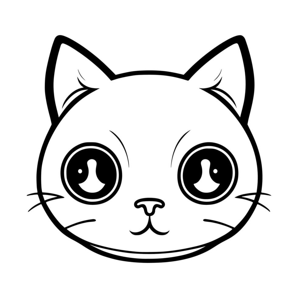 Cute cat vector black and white cartoon character design collection. White background. Pets, Animals.