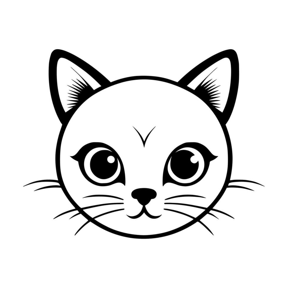 Cute cat vector black and white cartoon character design collection. White background. Pets, Animals.