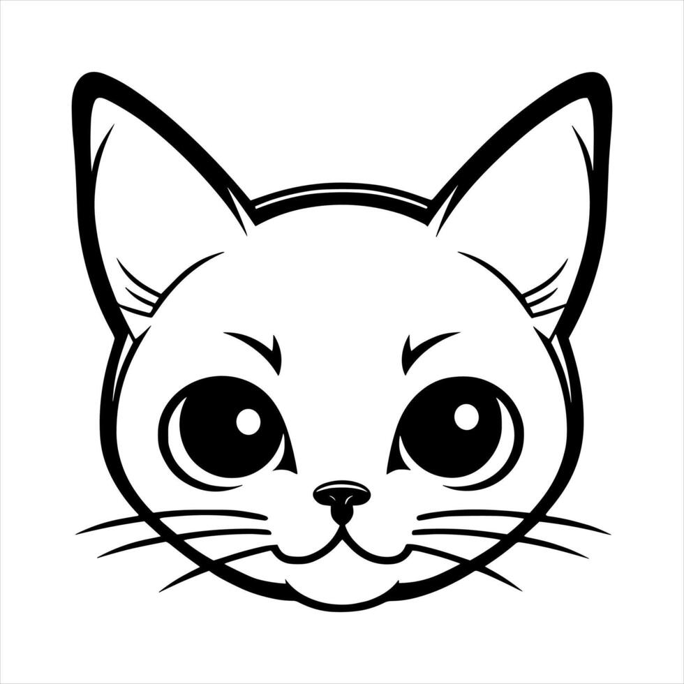 Cute cat vector black and white cartoon character design collection. White background. Pets, Animals.
