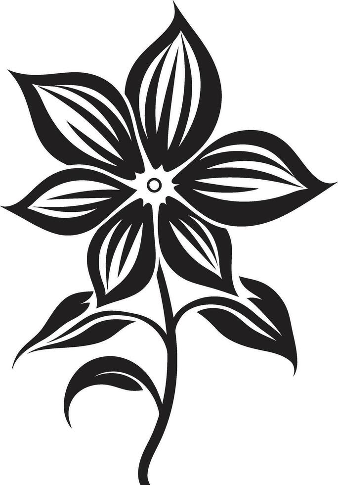 Graceful Petal Design Simple Artistic Emblem Sleek Floral Composition Hand Rendered Black Icon vector