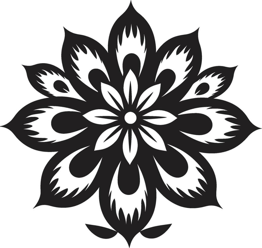 Graceful Single Blossom Minimalist Black Icon Clean Artistic Whirl Handcrafted Vector Flower