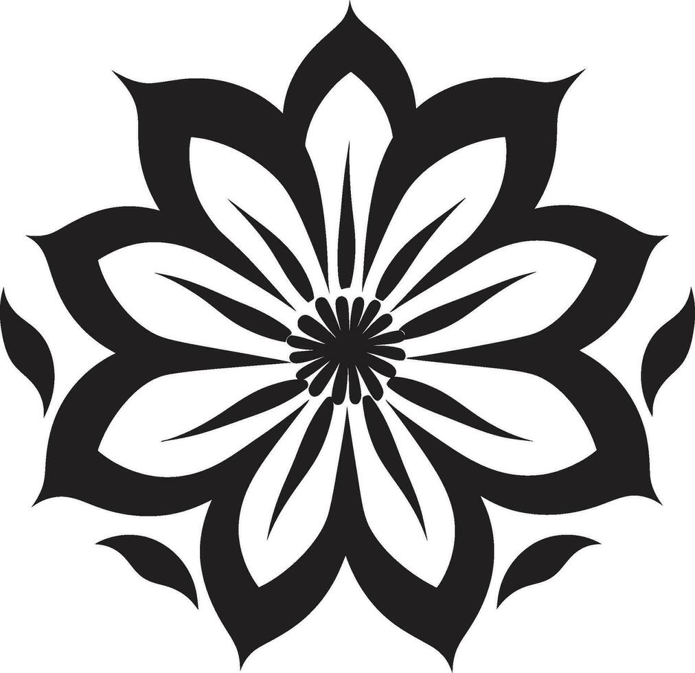 Chic Minimalist Bloom Single Artistic Logo Element Clean Petal Abstraction Black Hand Drawn Emblem vector