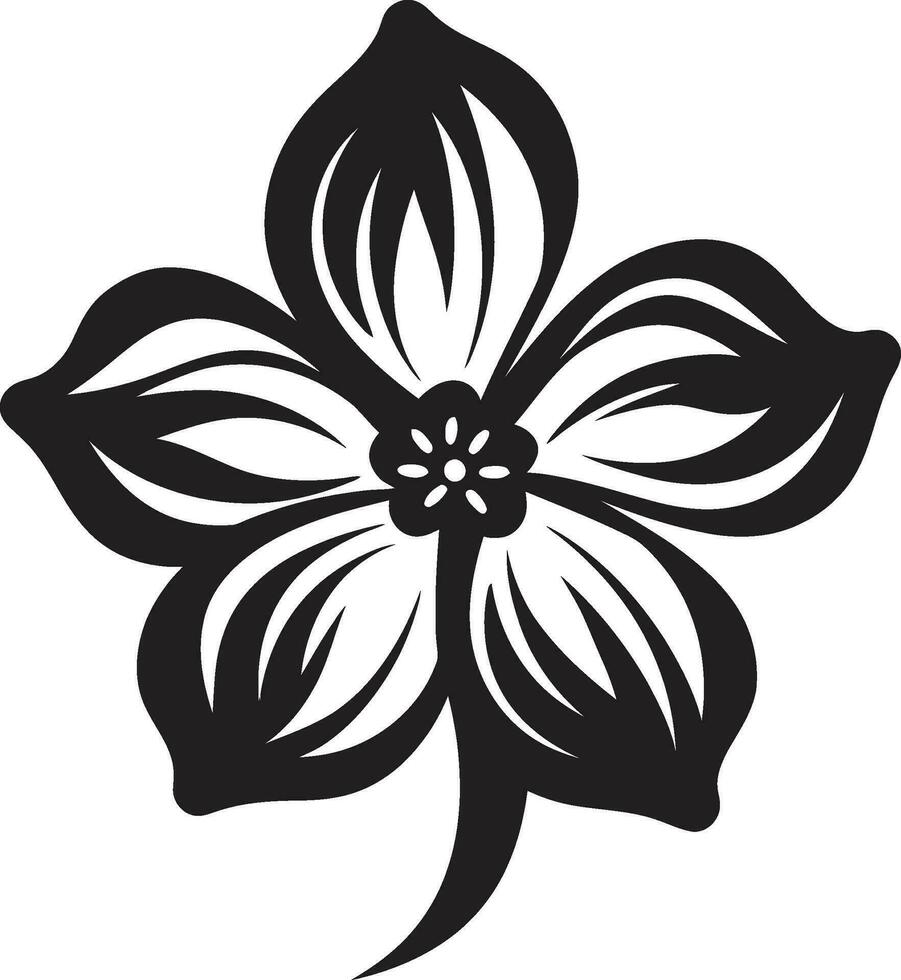 Abstract Bloom Design Simple Artistic Logo Chic Petal Whirl Black Minimal Vector Icon