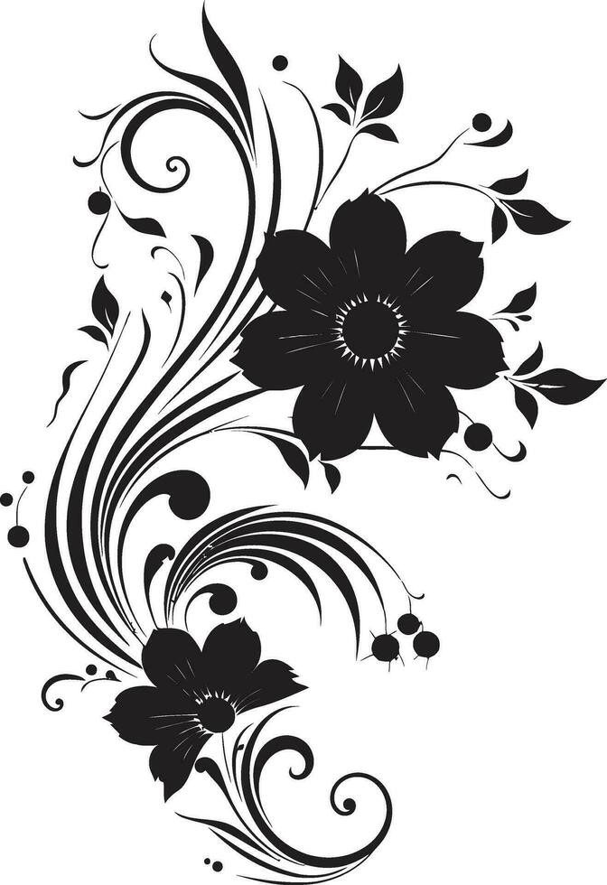 hecho a mano vino detalle vector logo icono floral noir elegancia icónico vector diseño