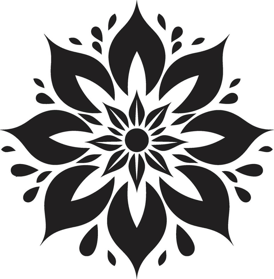 moderno floral abstracción sencillo negro emblema artístico floración detalle elegante vector icono