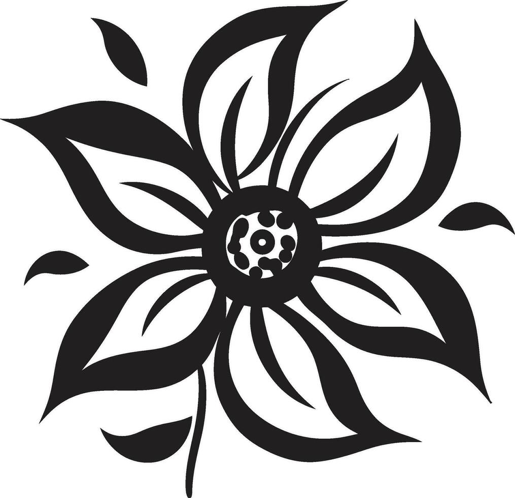 Elegant Artistic Whirl Black Vector Design Minimalist Bloom Essence Single Handcrafted Icon