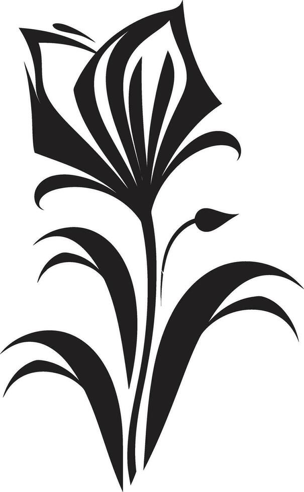 Clean Petal Sketch Minimalist Artistic Emblem Sleek Floral Icon Single Black Vector Emblem