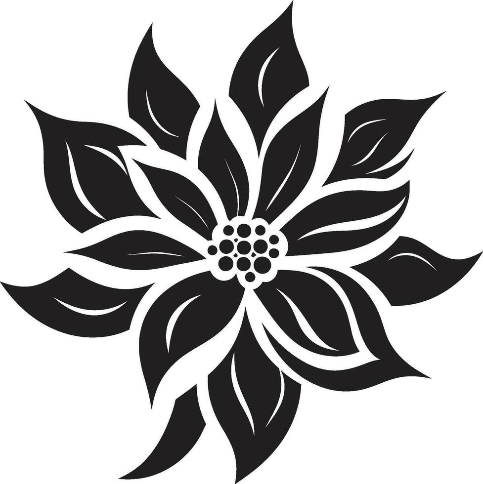 Sleek Floral Sketch Single Black Emblem Abstract Petal Minimalism Artistic Vector Icon