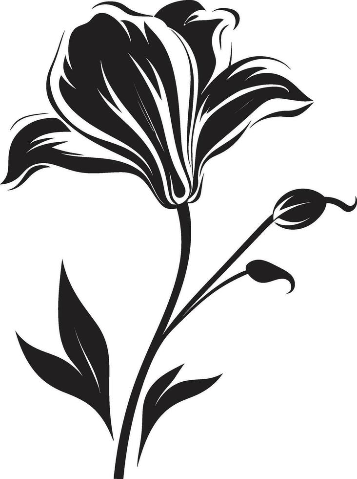 elegante artístico giro negro vector diseño minimalista floración esencia soltero hecho a mano icono