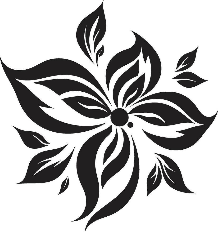 Minimalist Floral Sketch Artistic Logo Element Whimsical Vector Bloom Single Black Icon