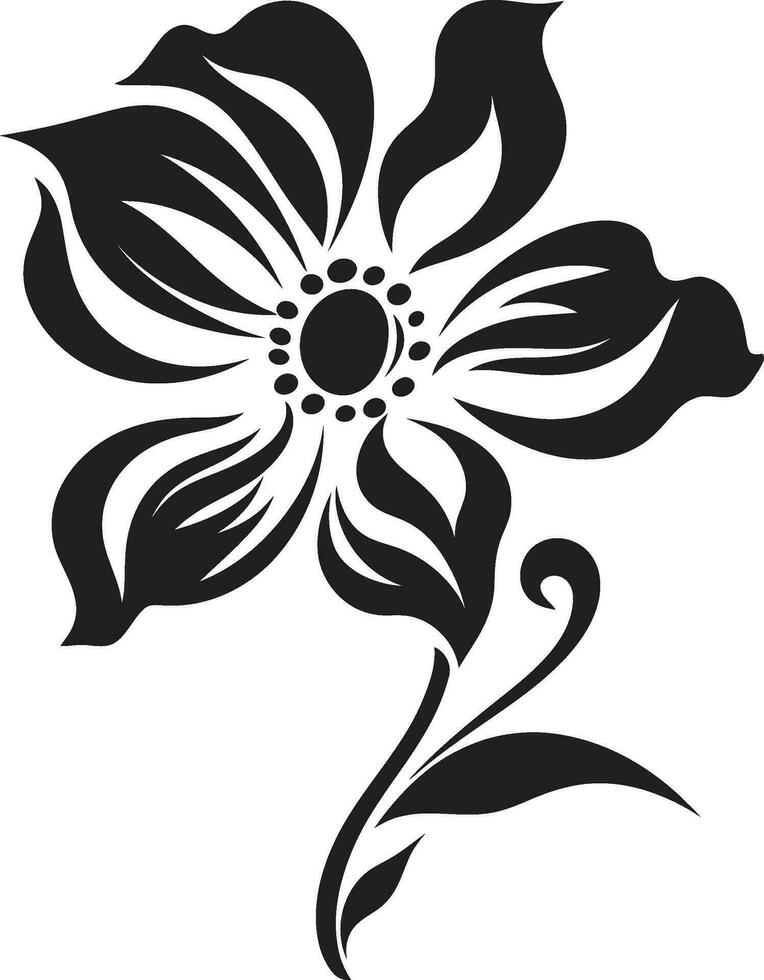 Elegant Minimalist Blossom Simple Black Logo Minimalist Petal Detail Artistic Hand Drawn Icon vector