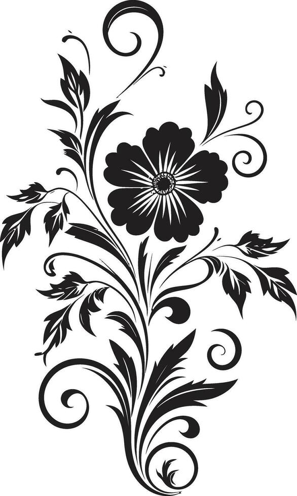 Handcrafted Noir Blooms Vector Logo Elegant Floral Noir Hand Drawn Icon Design