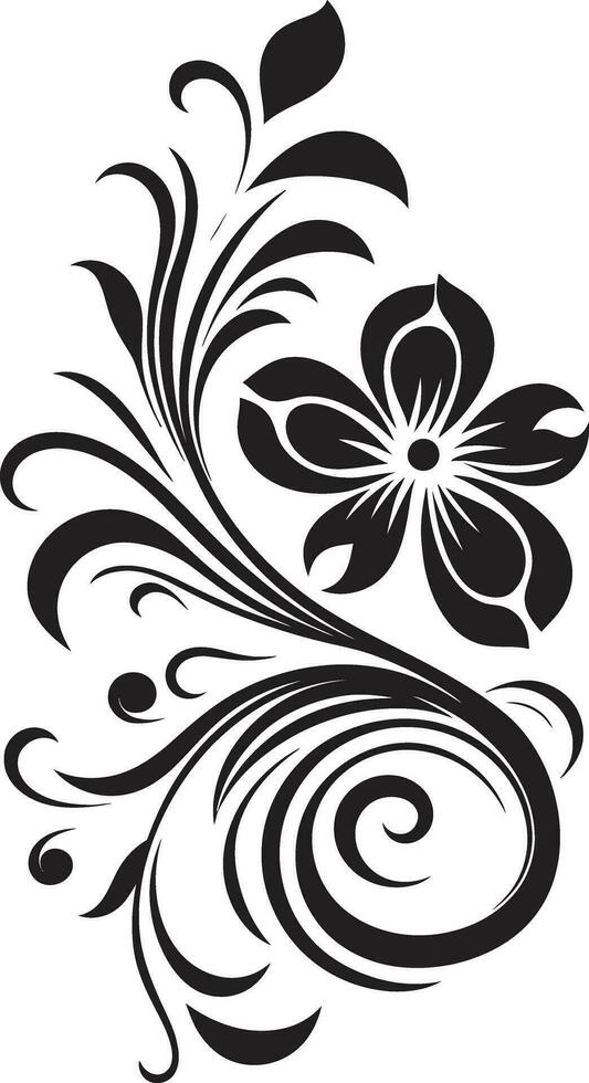 Intricate Vector Bouquet Hand Drawn Design Noir Petal Embrace Iconic Floral Vector