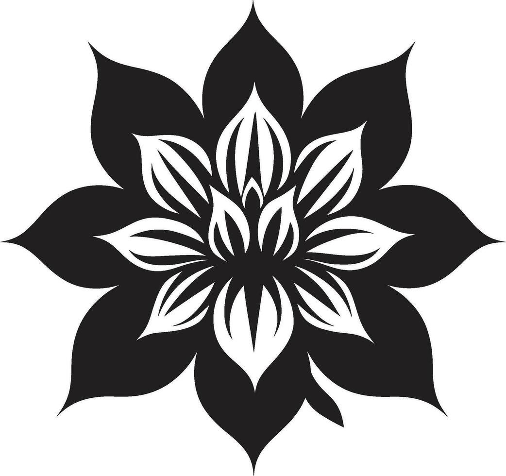 Elegant Botanical Sketch Minimal Hand Drawn Emblem Graceful Vector Bloom Simple Black Logo