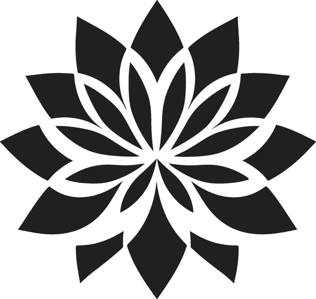 Minimalist Floral Design Sleek Black Icon Sophisticated Flower Essence Artistic Vector Emblem