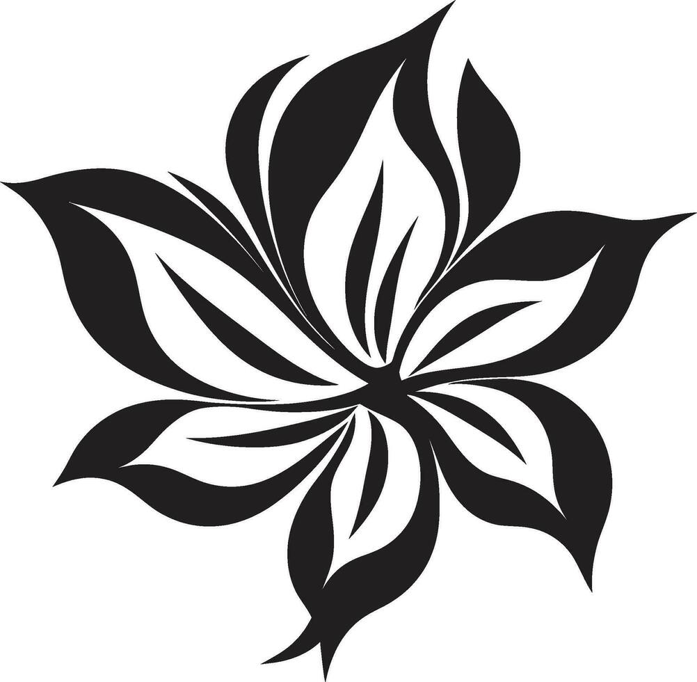 Abstract Flower Minimalism Sleek Black Emblem Elegant Botanical Sketch Single Vector Icon Design