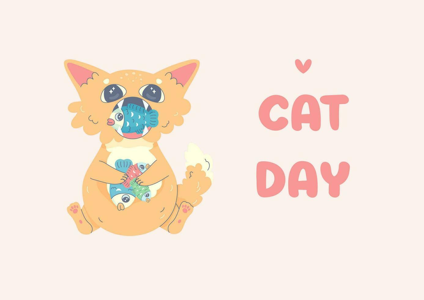 gato día tarjeta fiesta agosto 8 , kawaii , vector