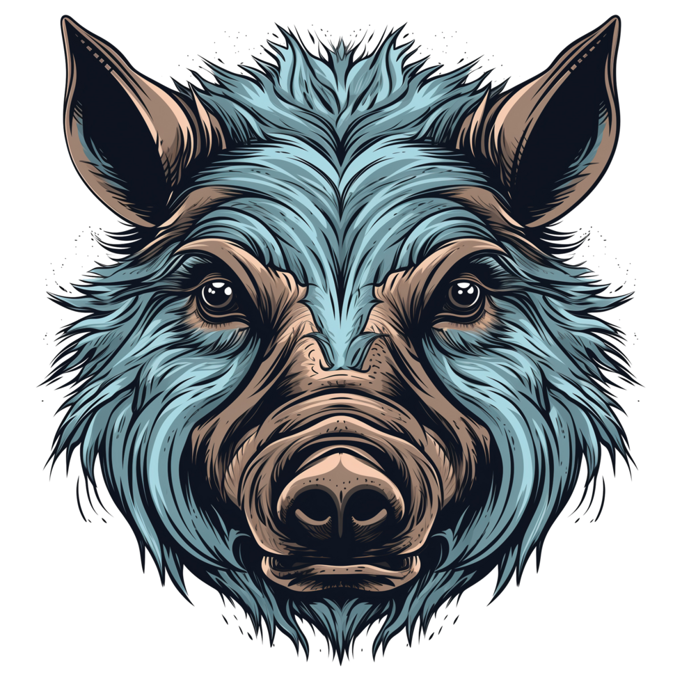 AI generated Wild boar head illustration for t-shirt print design png