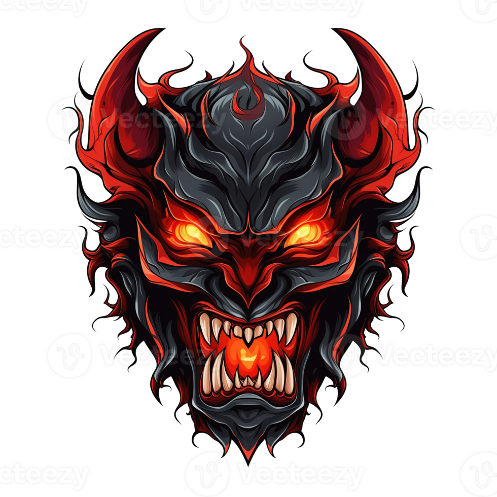 AI generated Angry devil head isolated on a transparent background png