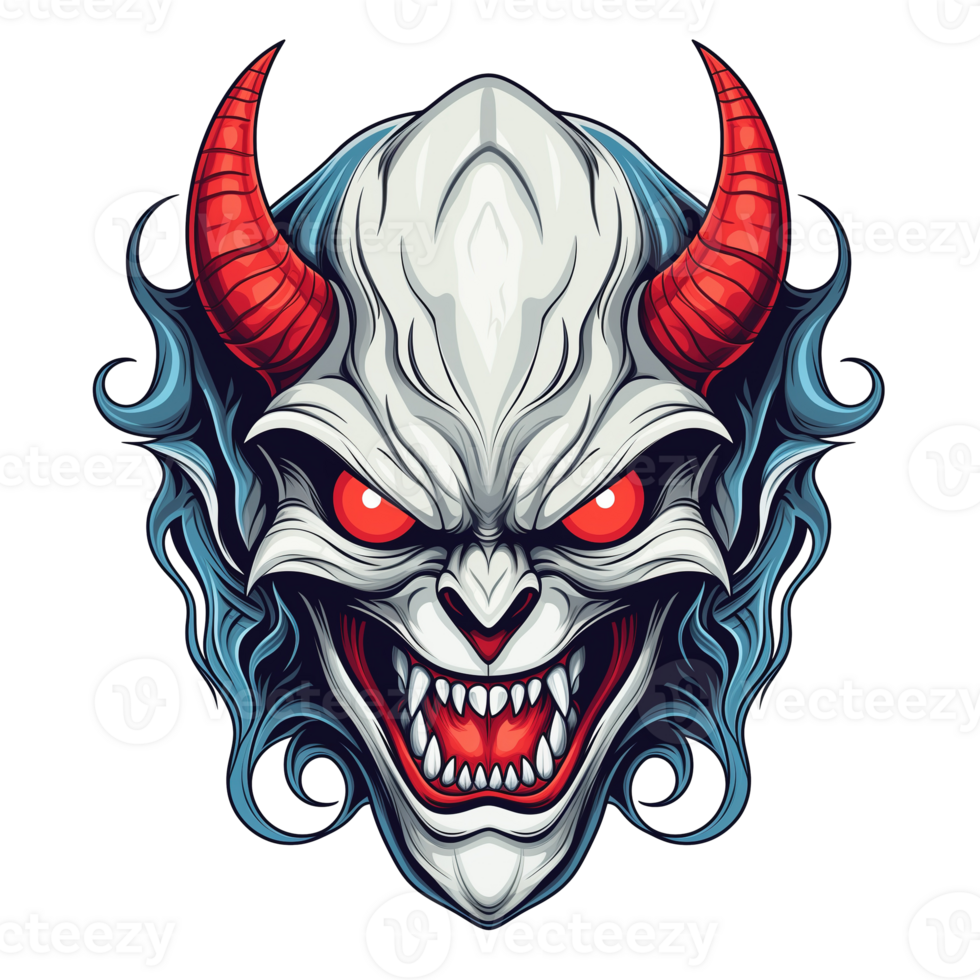 AI generated Illustration of viking demon head with horns isolated on transparent background png