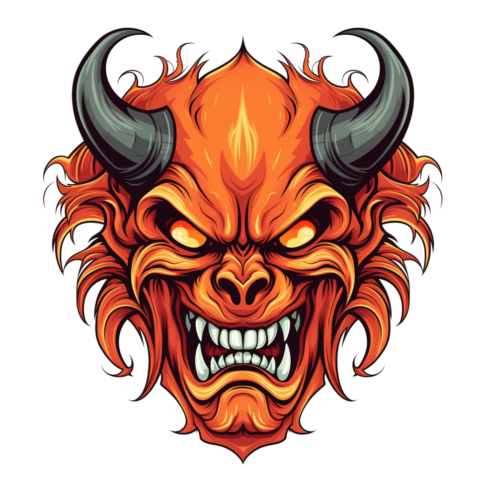 AI generated Devil head with horns illustration for tshirt print