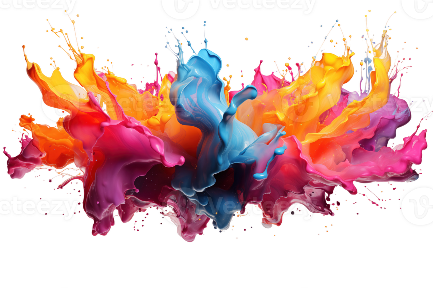 AI generated Colorful paint splashes isolated on transparent background png