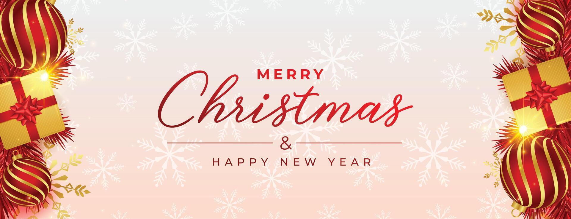 merry christmas and new year seasonal realistic banner design vector