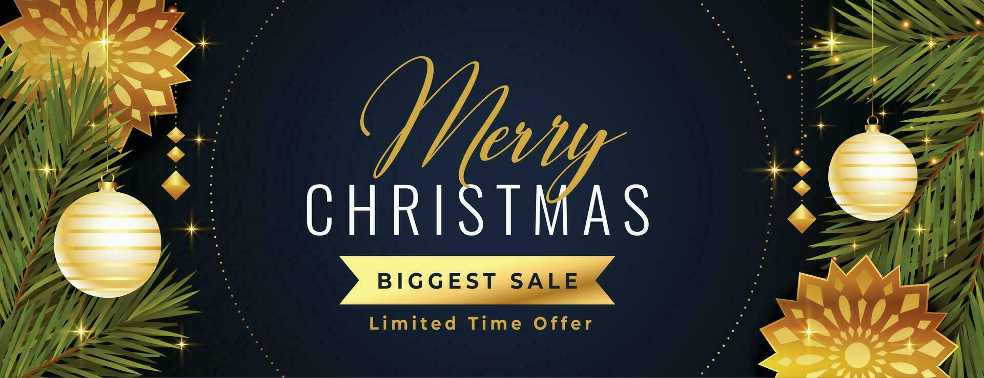 christmas holiday sale web banner in realistic elements design vector
