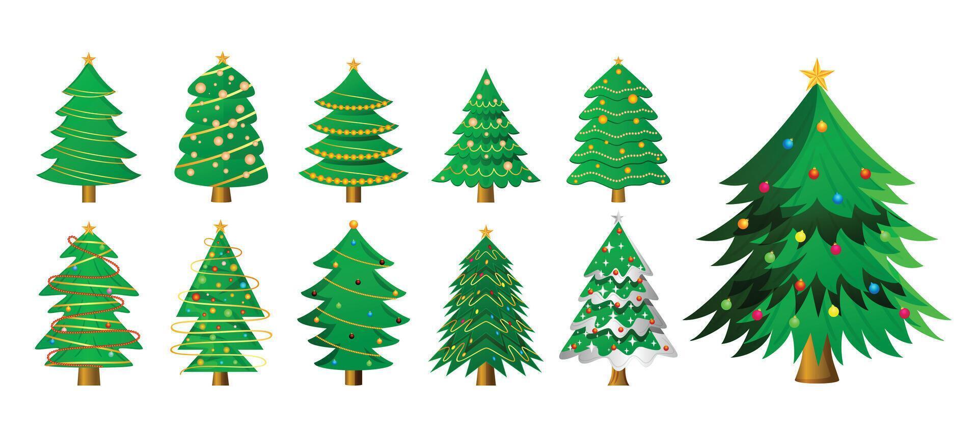 conjunto de decorativo Navidad árbol adornos diseño vector