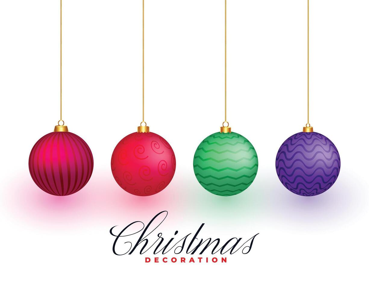 isolated christmas bauble elements in set of four vector