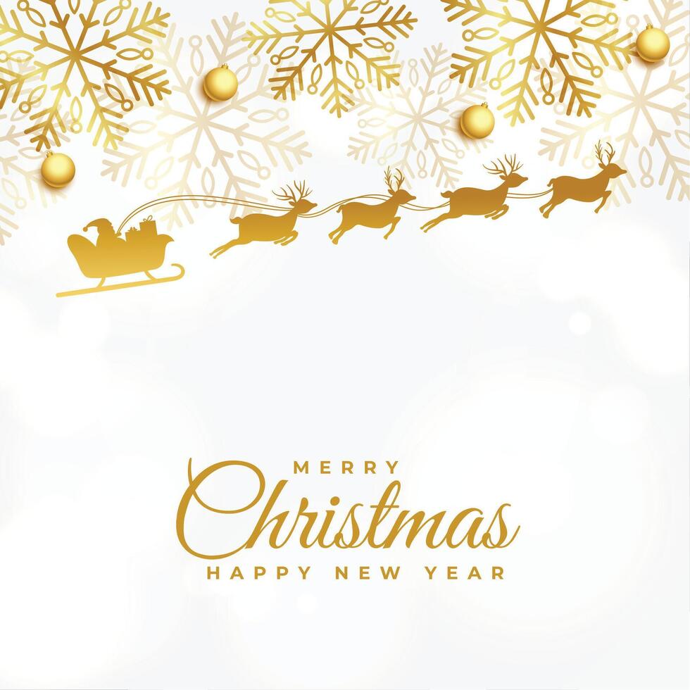 premium merry christmas festival background with santa on sleigh design vector