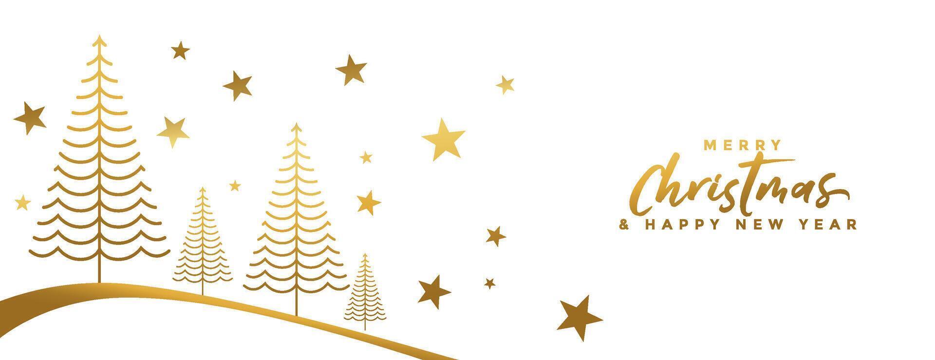 doodle style merry christmas white and golden banner vector