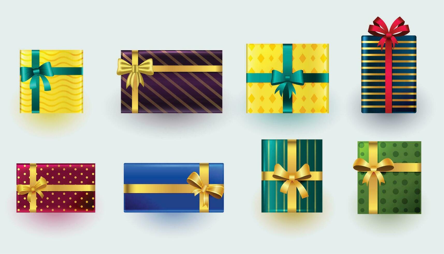 collection of realistic gift box design for christmas celebration vector