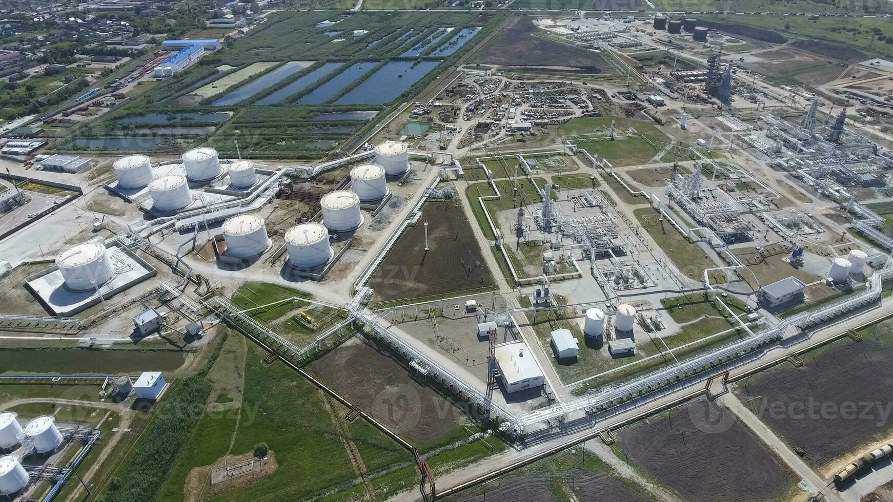 Oil refinery plant for primary and deep oil refining. Equipment photo