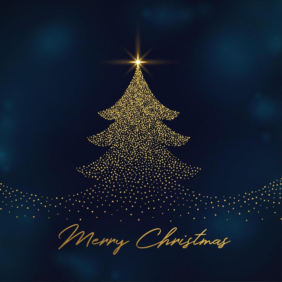 sparkling xmas tree design on dark background for merry christmas vector