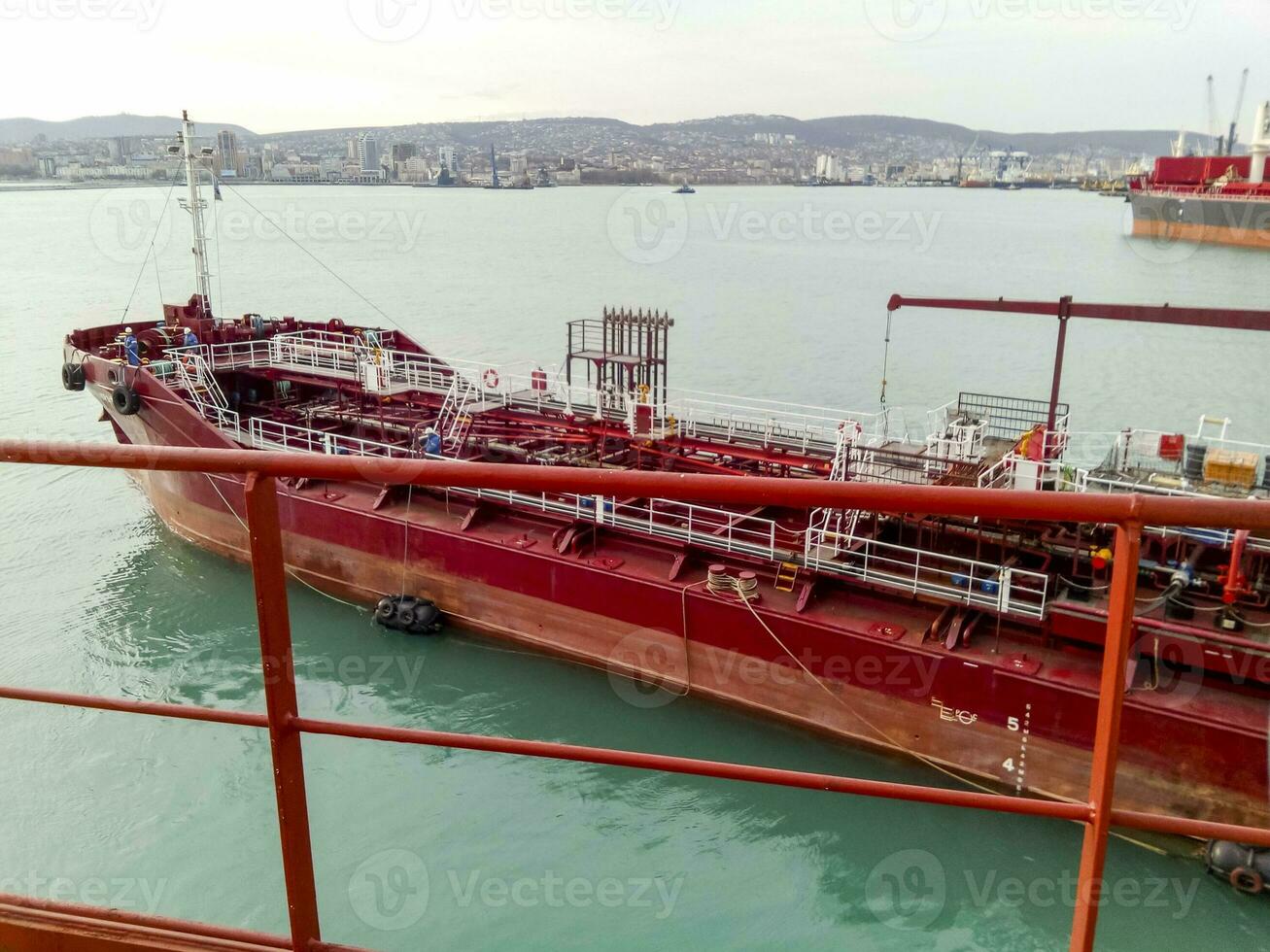 Service ship in the port. Port ships. photo