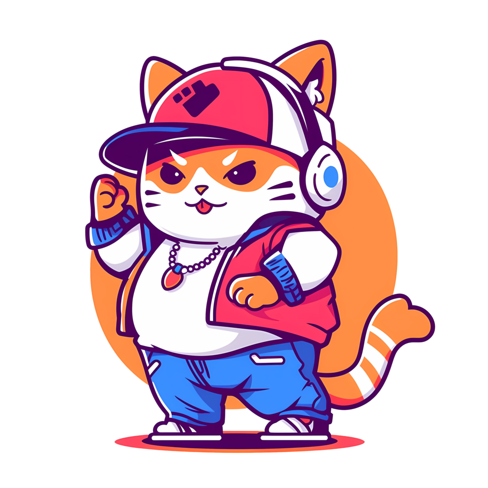 AI generated Cool Hip Hop Cat png