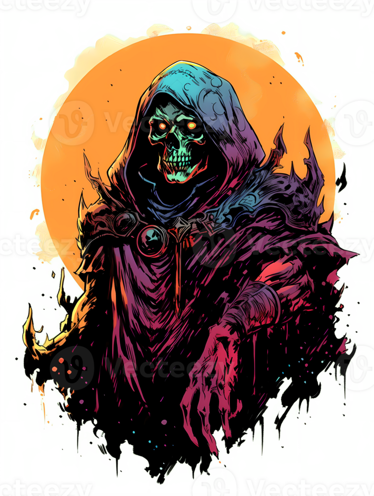 AI generated Skull Fantasy Necromancer png