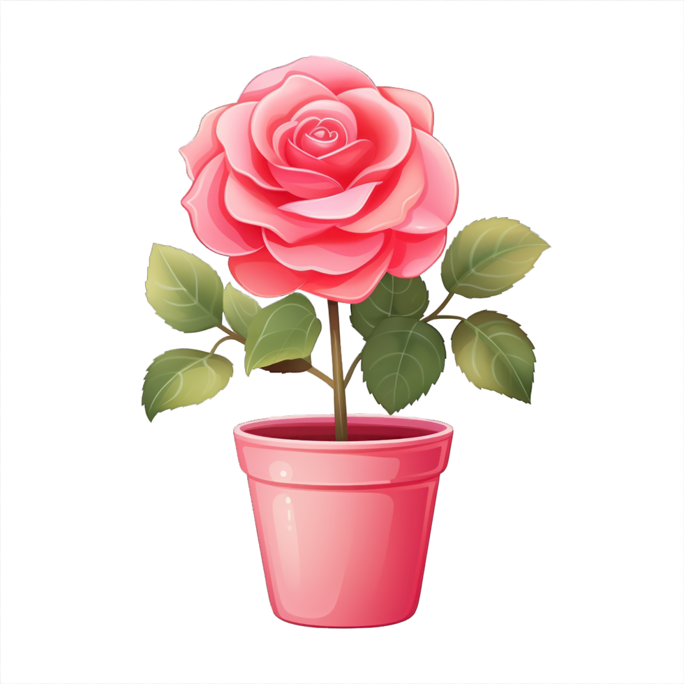 AI generated Rose flowers bouquet on pot isolated png