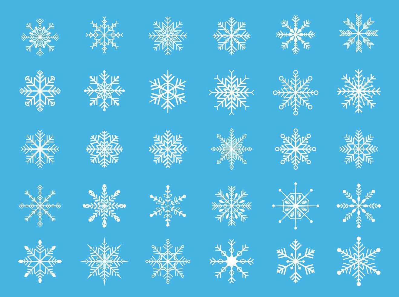 mega set of decorative snowflake element of christmas design vector