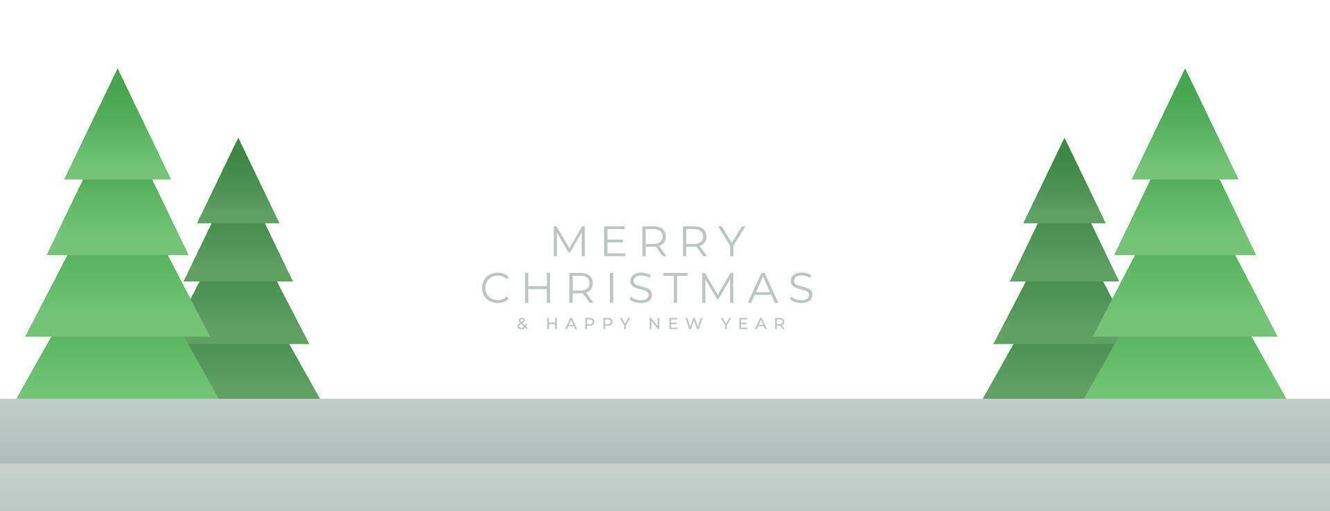 minimalistic merry christmas and new year banner with xmas tree vector