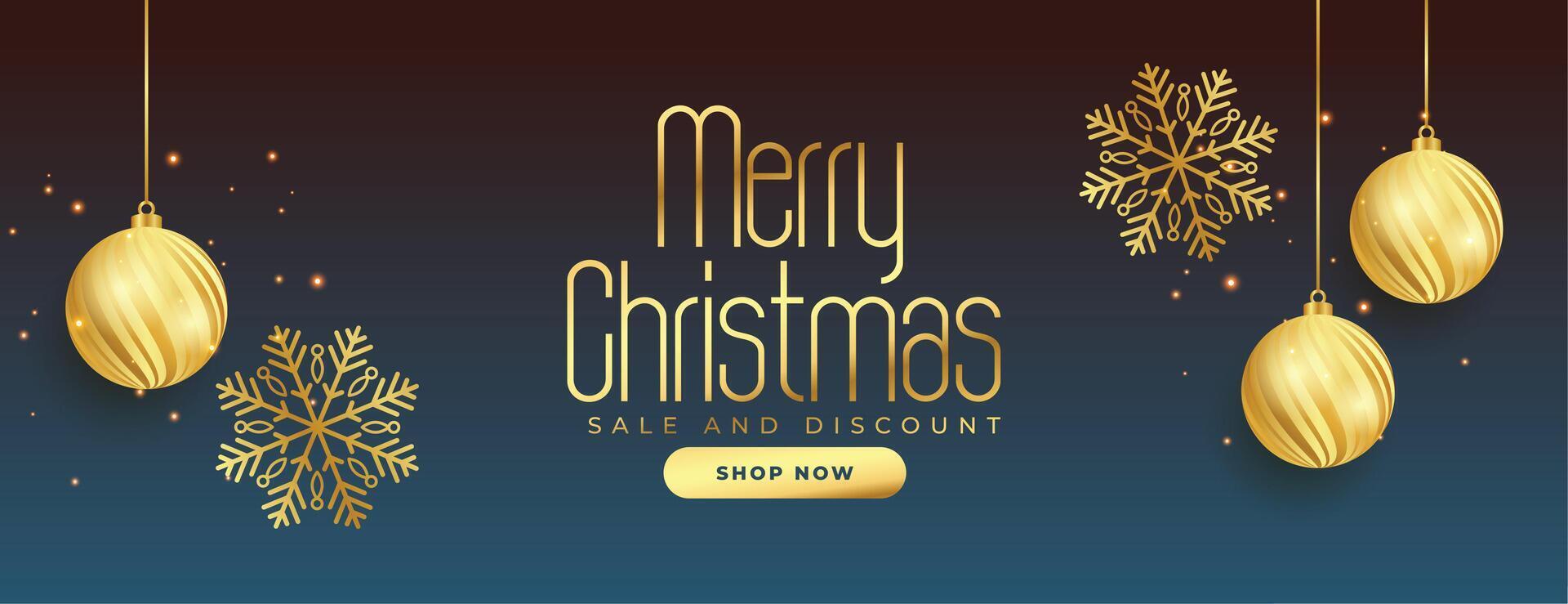 golden merry christmas decorative 3d elements sale banner vector