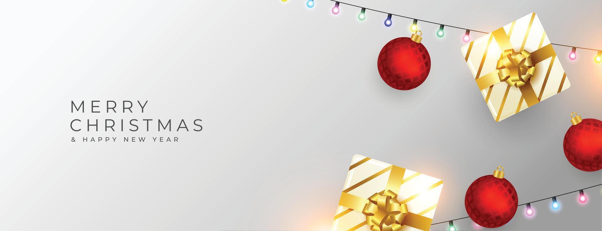 shiny merry christmas event banner with realistic elements vector