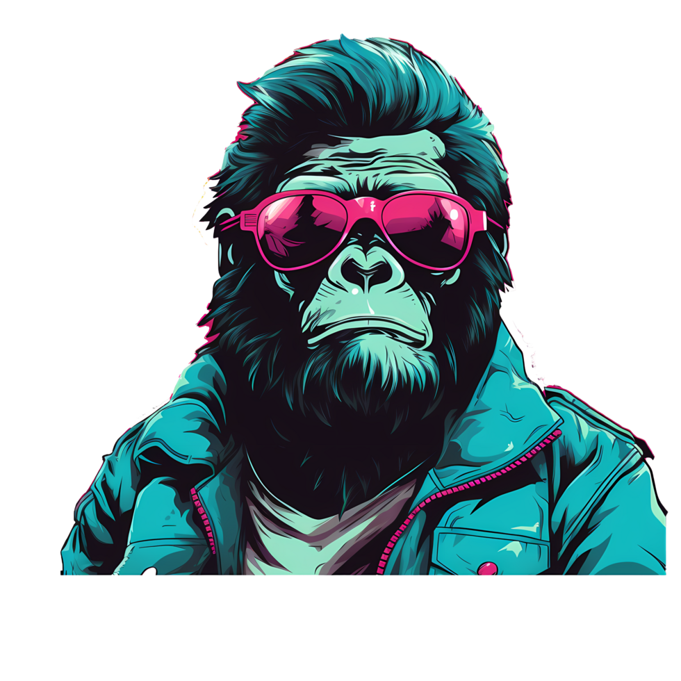 AI generated Cool Gorrila Pop art Poster png