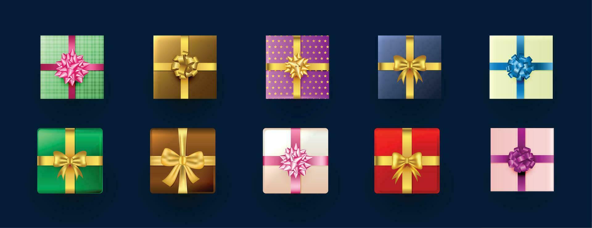 collection of realistic gift box design for christmas or new year vector